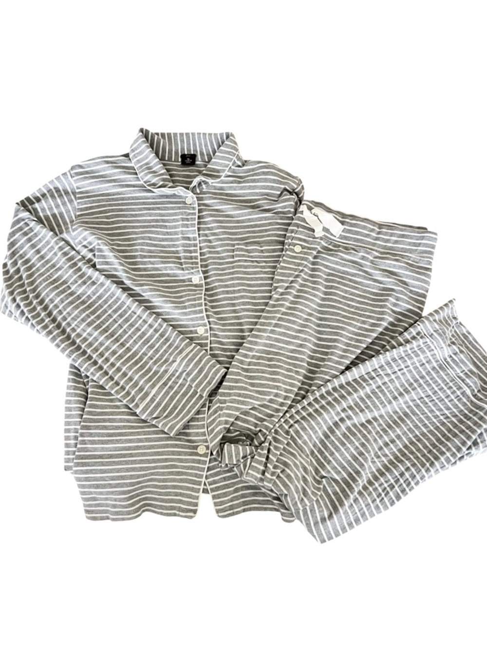 J.Crew: Dreamy cotton-blend pajama set in grey stripe women’s XL